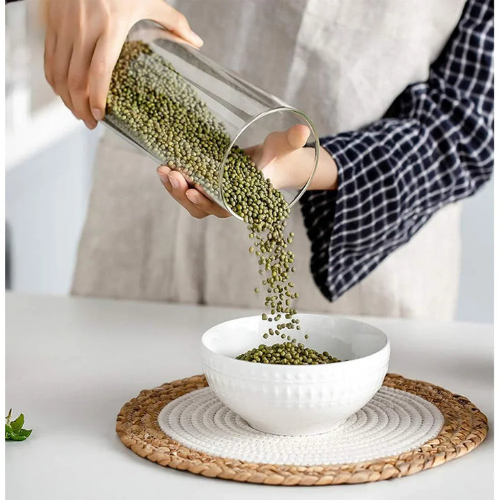 PureVorrat Glass Container Set – Oppbevaringskrukker med Trellokk | Tett og Stilfull | Moderne Kjøkkenoppbevaring | Skanto