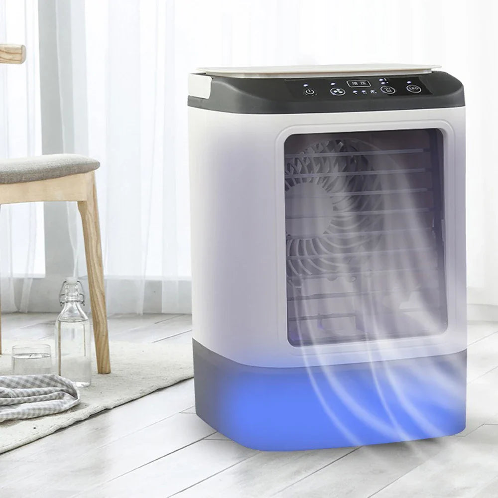 USB Bærbar Mini Air Conditioner Vifte – 3-Hastighets Skrivebords Kjølevifte med LED Nattlys, Luftkjøler for Hjemmet, Kontoret og Camping | Skanto