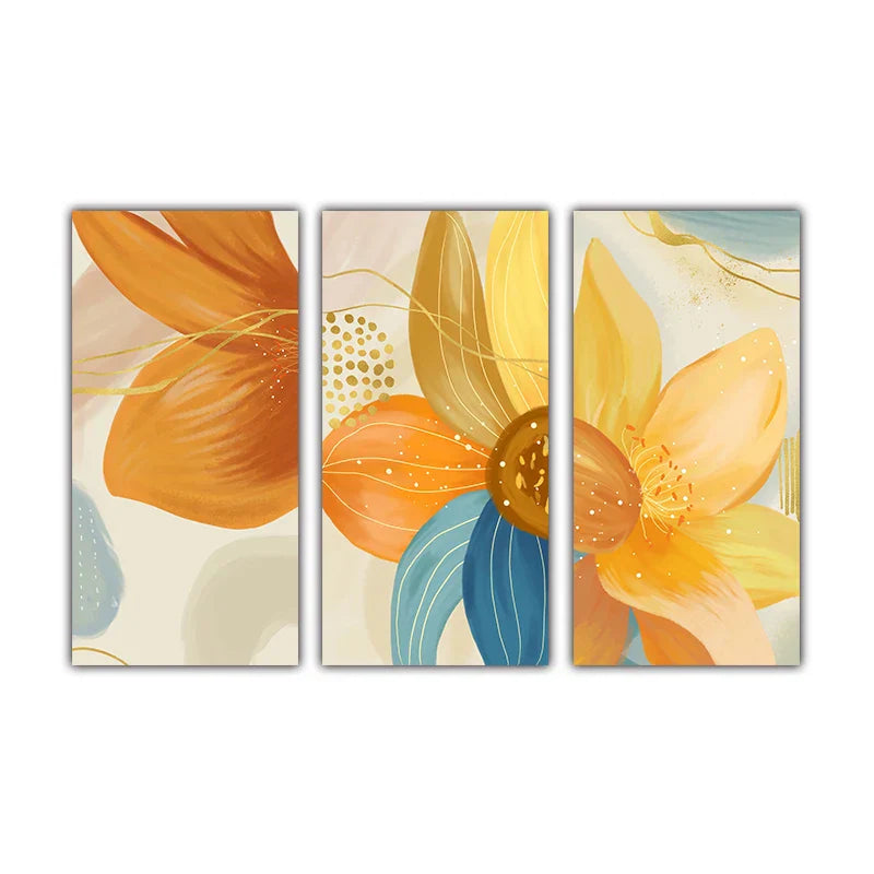 Stort Blomsterfarger Abstrakt Veggkunst Fine Art Lerret Utskrifter Oransje Gul Petal Blomster Plakater Bilder For Stue Hjem Dekor | Skanto
