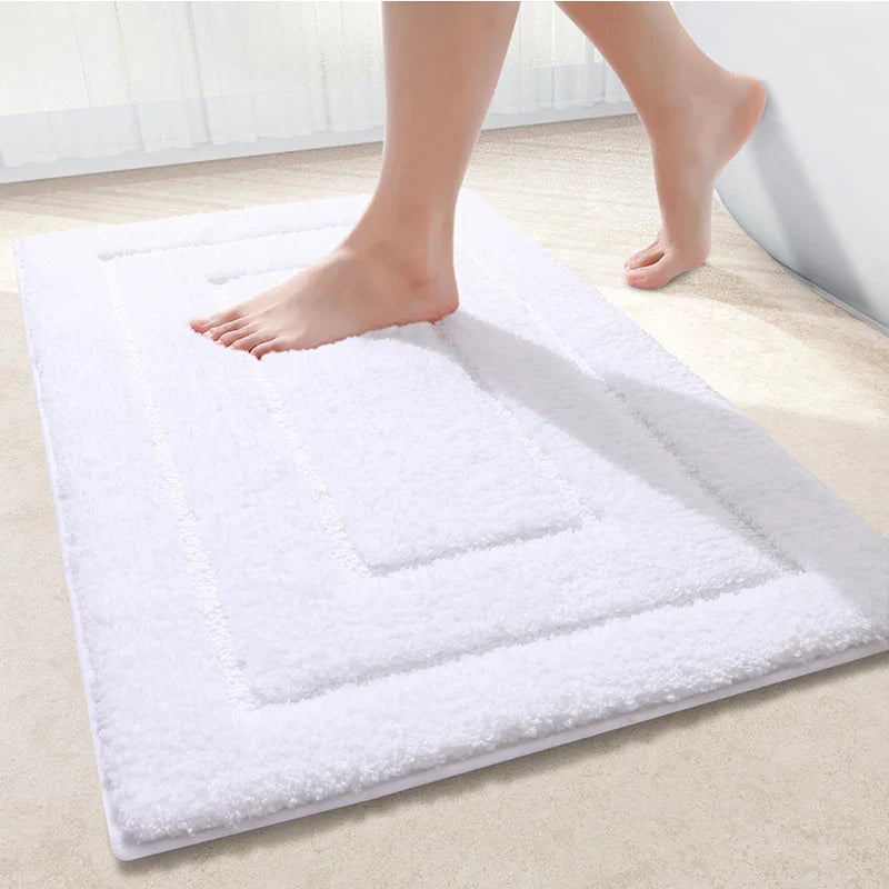 Baderomsmatte Mikrofiber Anti-Sklipp – Dobbeltlag Badmatte | Svært Absorberende & Myk | Komfort Dørmatte | Skanto