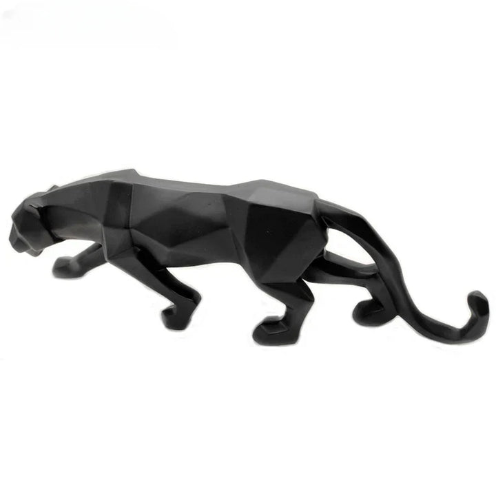 Skanto | Panther Statue, Dyrefigur, Abstrakt Geometrisk Stil, Harpiks, Leopard Skulptur, Hjemmekontor, Skrivebord Dekorasjon, Håndverk