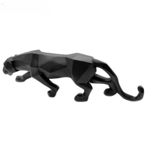 Skanto | Panther Statue, Dyrefigur, Abstrakt Geometrisk Stil, Harpiks, Leopard Skulptur, Hjemmekontor, Skrivebord Dekorasjon, Håndverk