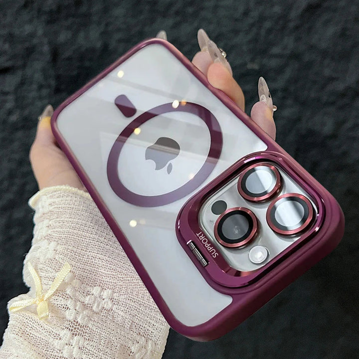 Skanto | Støtsikker Magnetisk Magsafe Telefonveske Stativ Glass Linsebeskytter Deksel