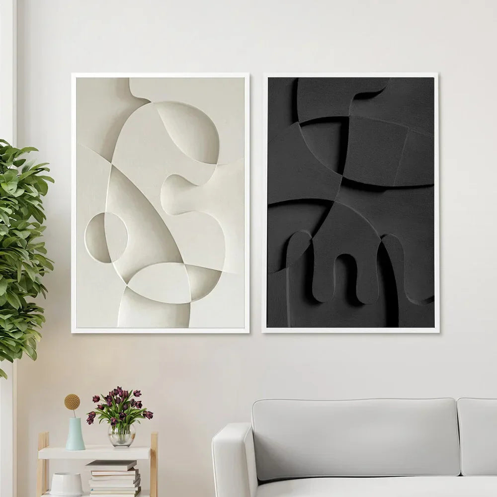 Abstrakt Minimalistisk 3d Design Veggkunst Kunstneriske Lerretstrykk Bilder For Moderne Leilighet Stue Spisestue Hjemmekontor Dekor | Skanto