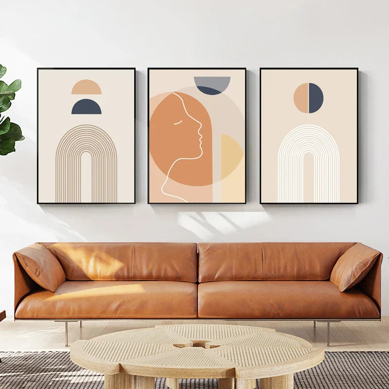 Minimalist Abstrakt Solgeometri Veggkunst Fine Art Lerretsutskrifter Bilder For Stue Soverom, Hjemmekontor Kunst Dekor | Skanto