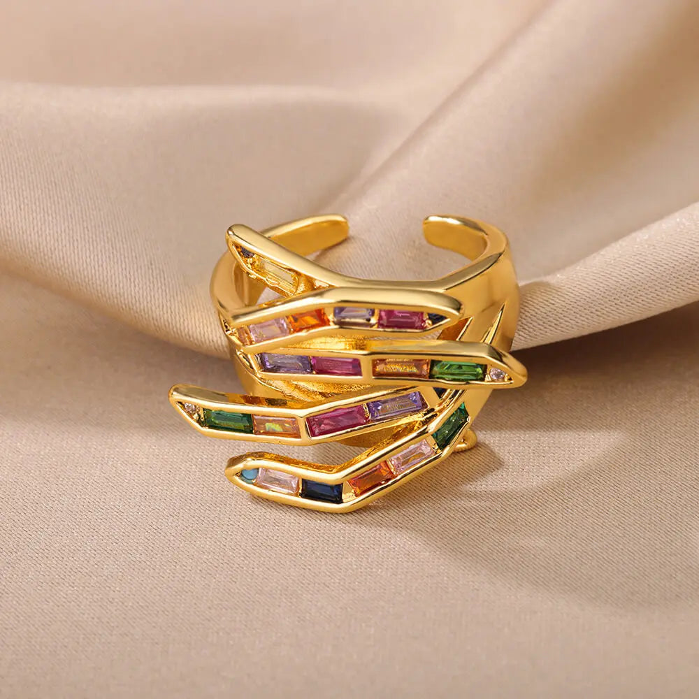 Skanto | Geometrisk Klør Spredt Diamant Ring
