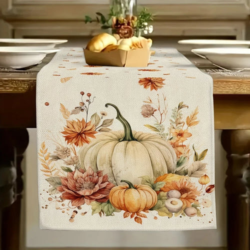 Skanto | Autumna Høstduker | Gresskar & Blomstmønster | Vaskbar & Holdbar | Linlook | 150–275 × 33 cm