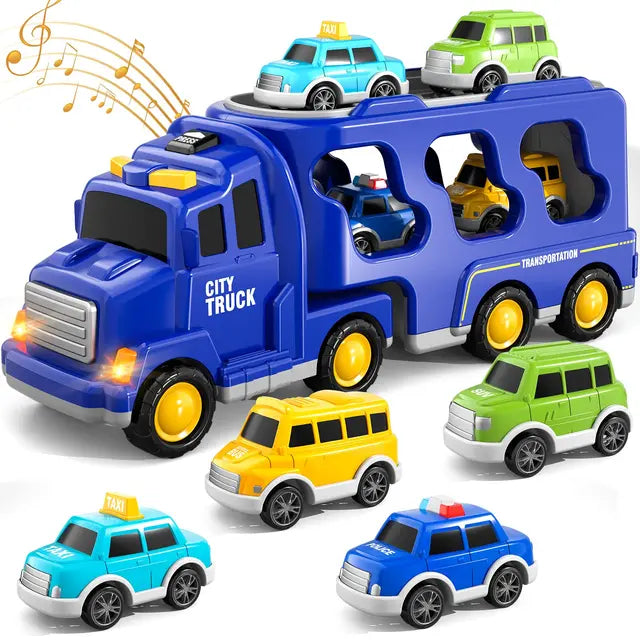 Skanto | Dobbel-dekker leketruck med mini-biler og musikk