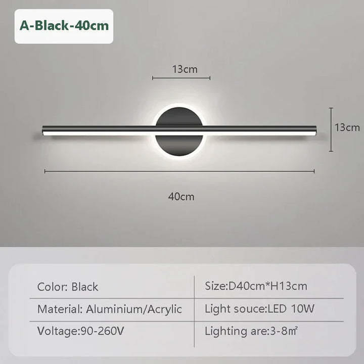 Skanto | LED Vegglampe LineaLux | Svart & Gull | 40/60/80 cm | Varm, Kald & Tre-Farge Lys | Moderne Speil & Veggbelysning