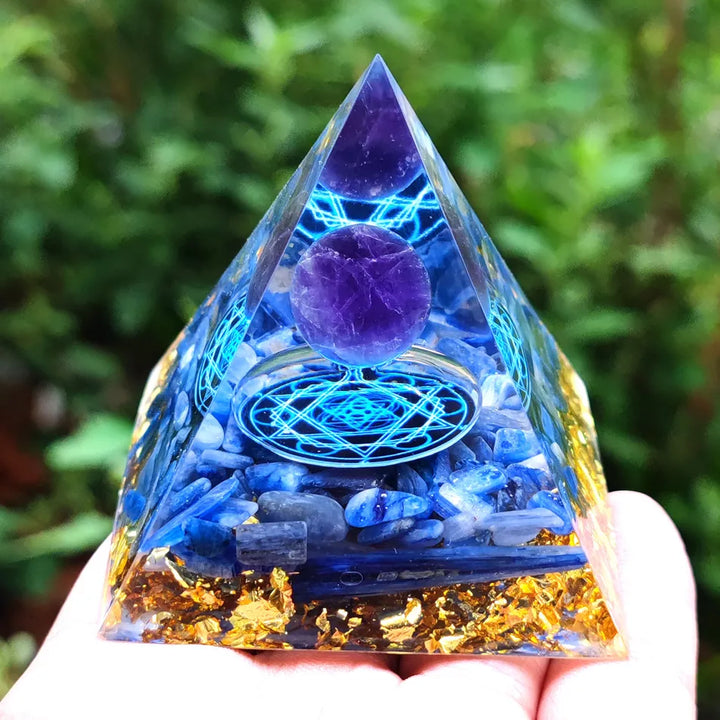 Skanto | Orgonitt-pyramide helbredelse krystaller energigenerator med ametyst pendel - Reiki chakra meditasjonsverktøy og romdekor