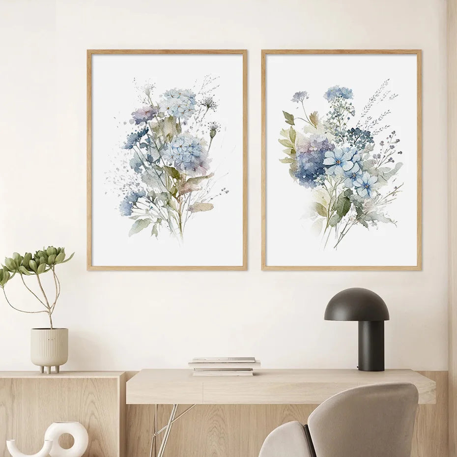 Minimalist Villblomster Akvarell Veggkunst Fine Art Lerret Trykk Botaniske Plakater Bilder For Stue Hjemmedekor | Skanto