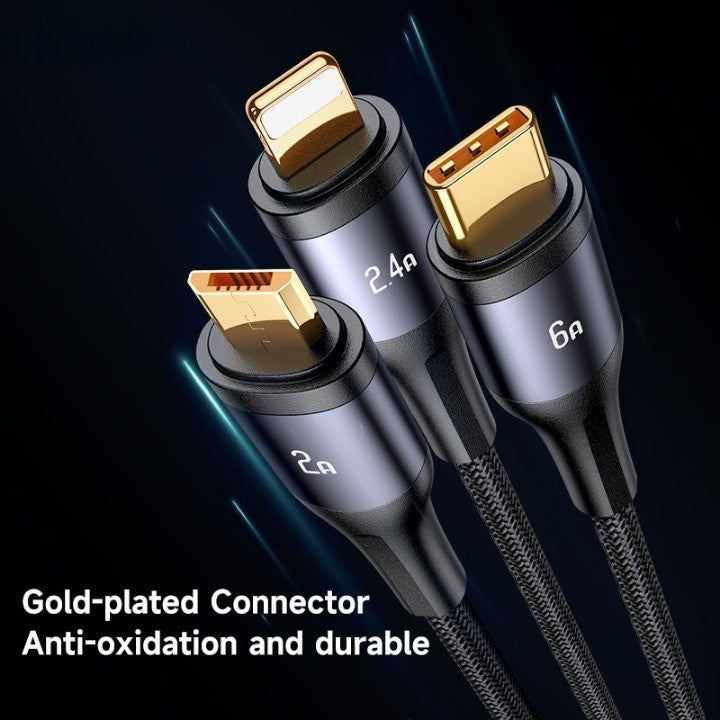 Skanto | 3i1 Digital Skjerm Rask Lading Universell Lader Kabel