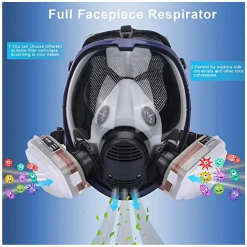 Skanto | Full Face Respirator Maske med Antidugg Linse og Industrielle Gassfiltre