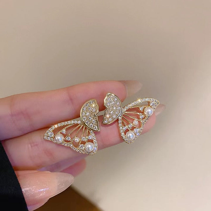 Skanto | Shiny Zircon Koreansk Stil Butterfly Chic Øredobber