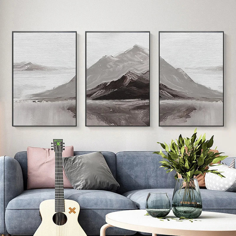 Abstract Grå Fjell Landskap Veggkunst Fine Art Lerretsutskrifter Bilder For Moderne Leilighet Stue Spisestue Kunst Dekor | Skanto