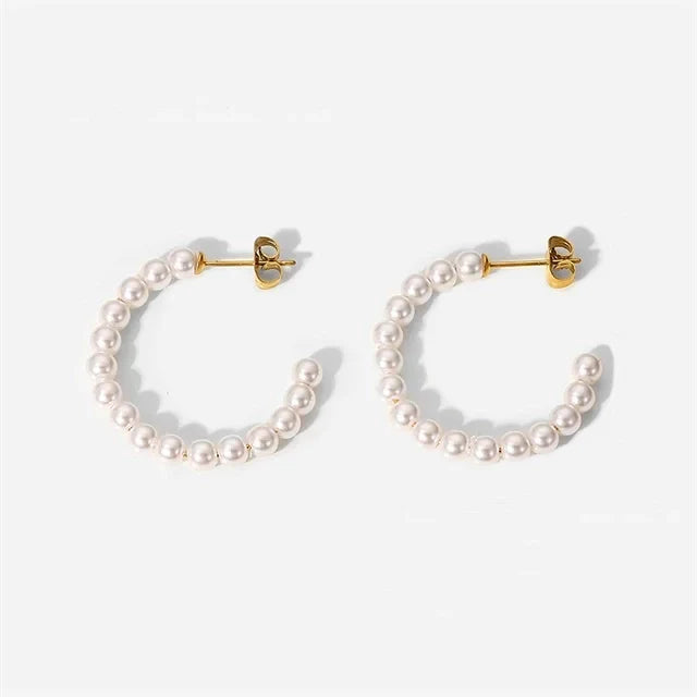 Skanto | Elegant C Hoop Perle Øredobber