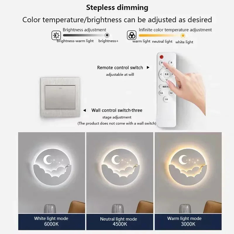 Skanto | Magisk LED Vegglampe – Måne & Stjerner Nattlys