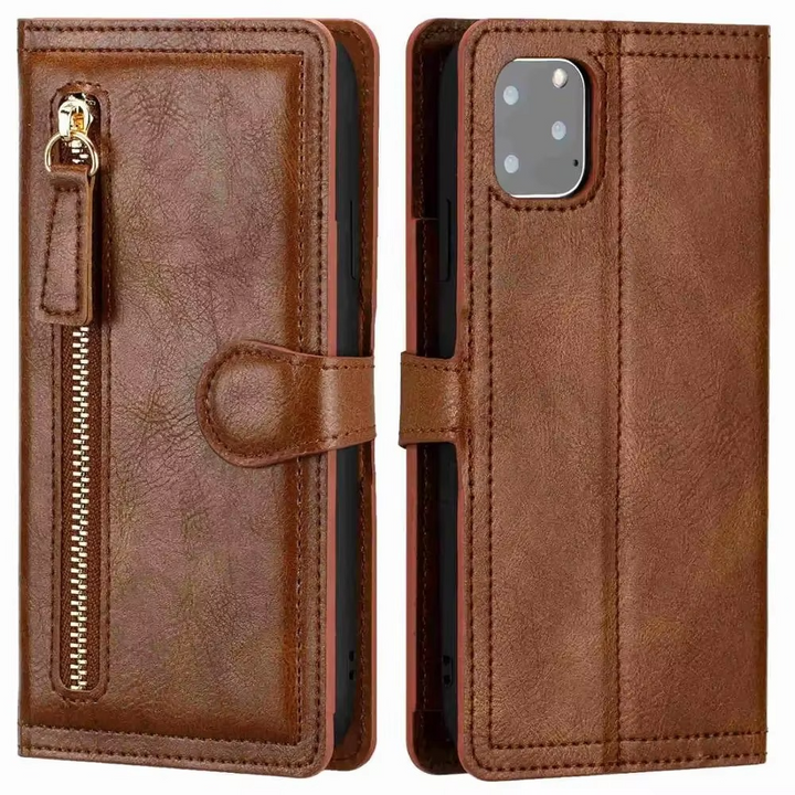 Premium-Leder-iPhone-Klapphülle med Ständer