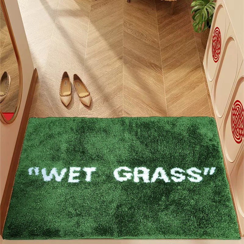 FreshLawn Comfort Mat – Trendy "Våt Gress" dørmatte i grønn med myk plysj Skanto