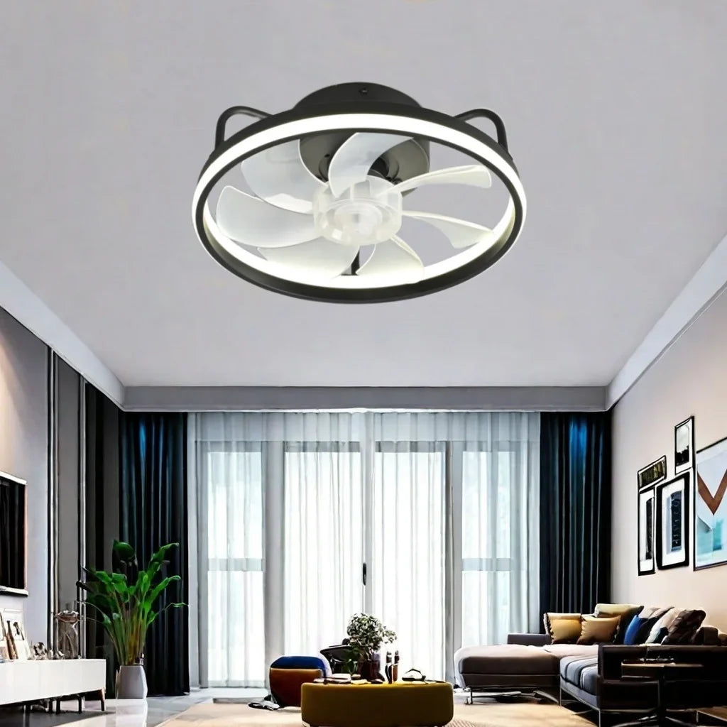 Moderne LED Taklampe Vifte med DC-motor - 6 Hastigheter, Timer, Lav Etasje Loftsvifte, Fjernkontroll Dekorativ Lys | Skanto