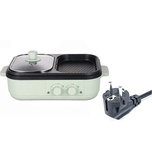 Skanto | 2 i 1 Non-stick Shabu Gryte og Grill - Multikoker for BBQ, Shabu Shabu, Biff, Ramen og Nudler, Elektrisk Kjele