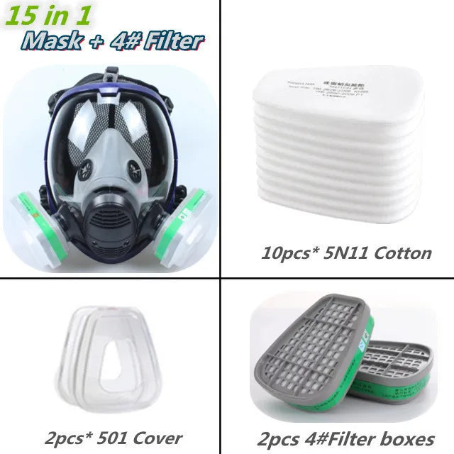 Skanto | Full Face Respirator Maske med Antidugg Linse og Industrielle Gassfiltre