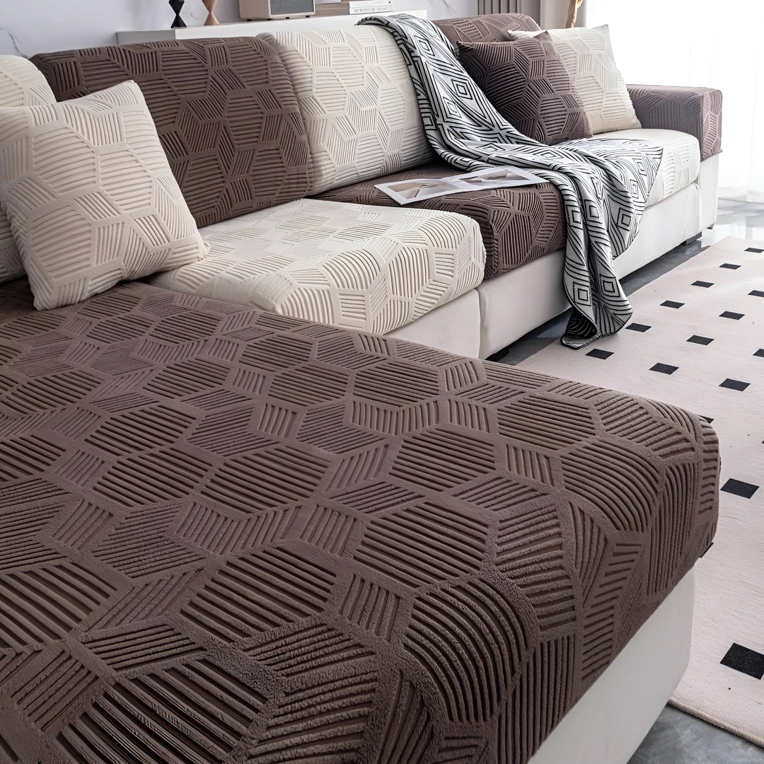 Jacquard sofabukser med geometrisk patruljemønster - mykt og dyreprint | Ideell for beskyttelse og koselige oppholdsrom