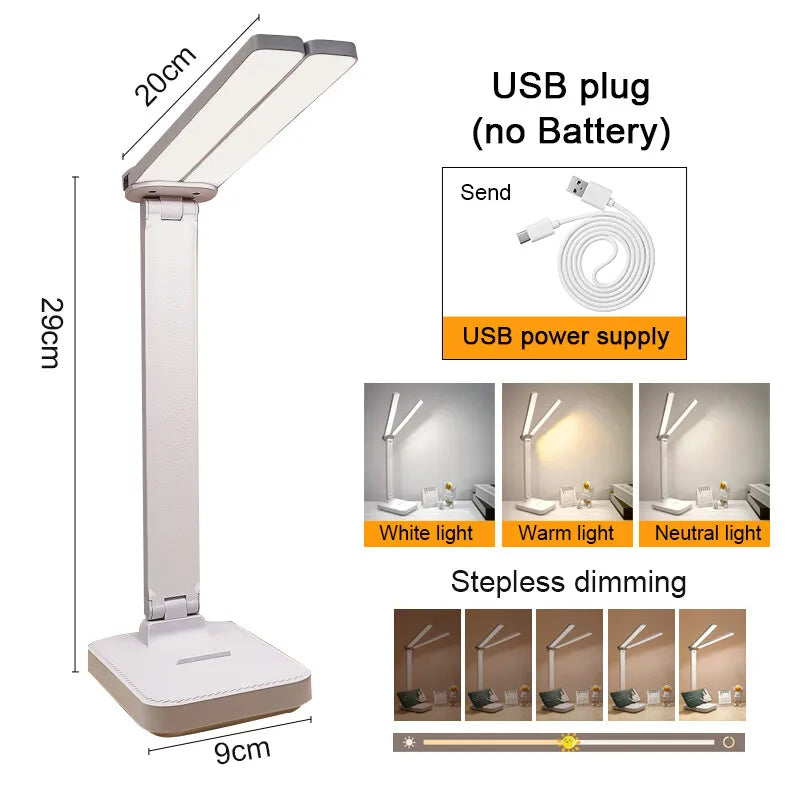 Skanto | LumiFold | LED Skrivebordslampe | 3 Lysstyrkenivåer & Berøringskontroll | USB oppladbar & sammenleggbar