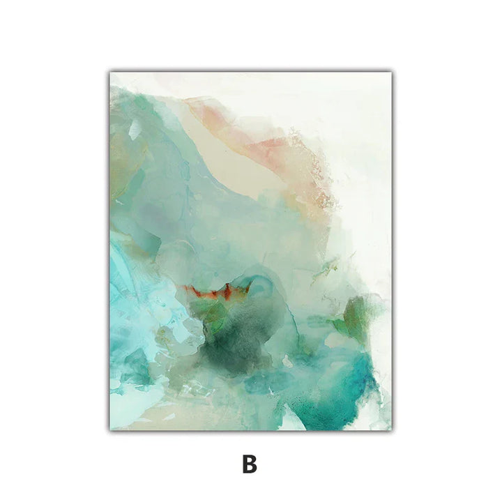 Eteriske hvisker Teal Emerald Akvamarine Abstrakt veggkunst Fine Art lerretsutskrifter Nordiske bilder for moderne leilighet stueinnredning | Skanto