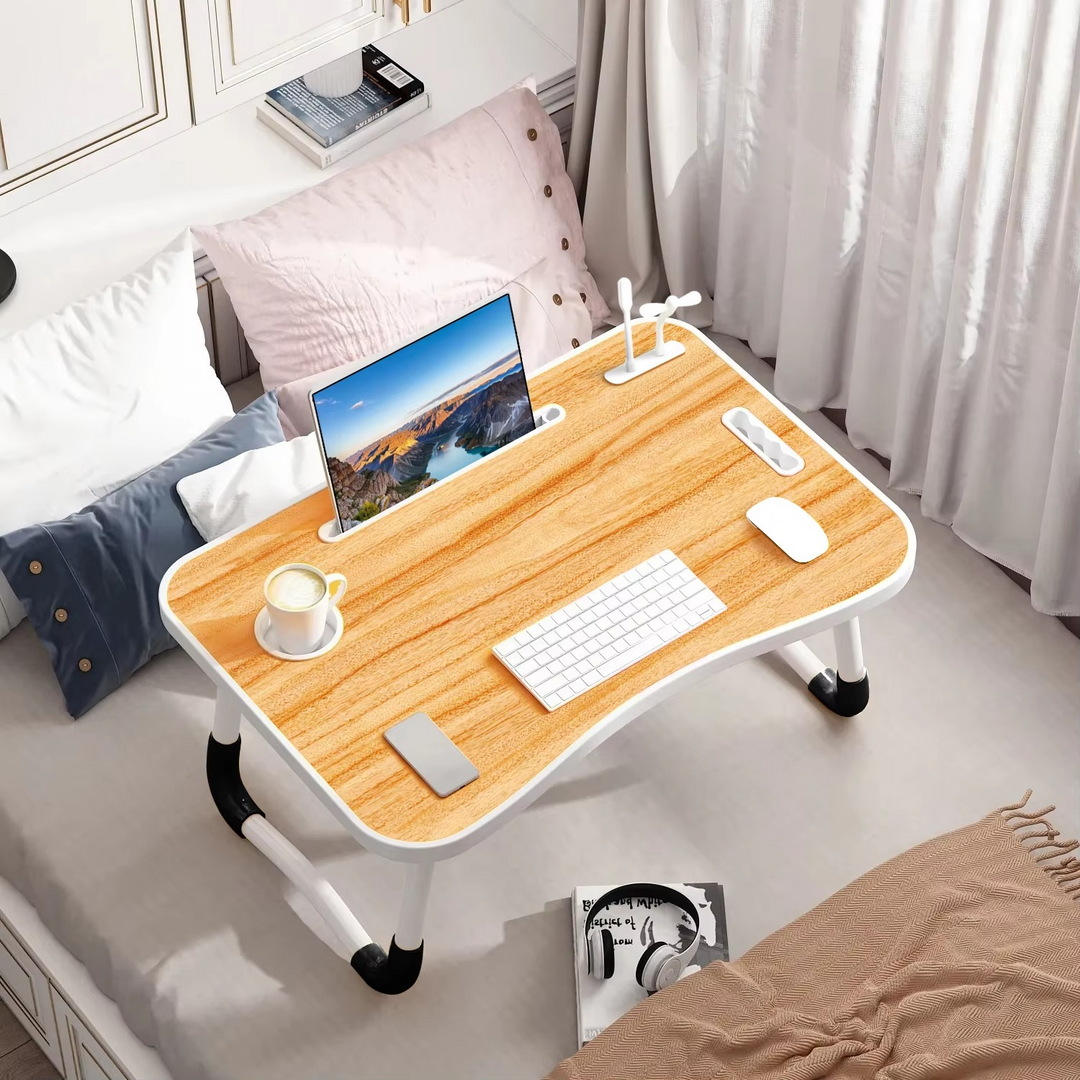 Skanto | Bærbart sammenleggbart laptopbord med USB-lampe, vifte og koppholder - 15,75" x 23,62"