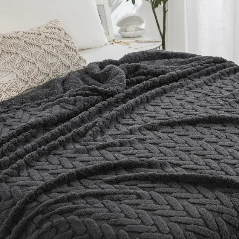 Skanto | Jacquard Fleece Teppe CozyWeave | Enkelt Lag & Dobbeltsidig | Myk Tafu & Shu Bomull Fleece | For Høst & Vinter