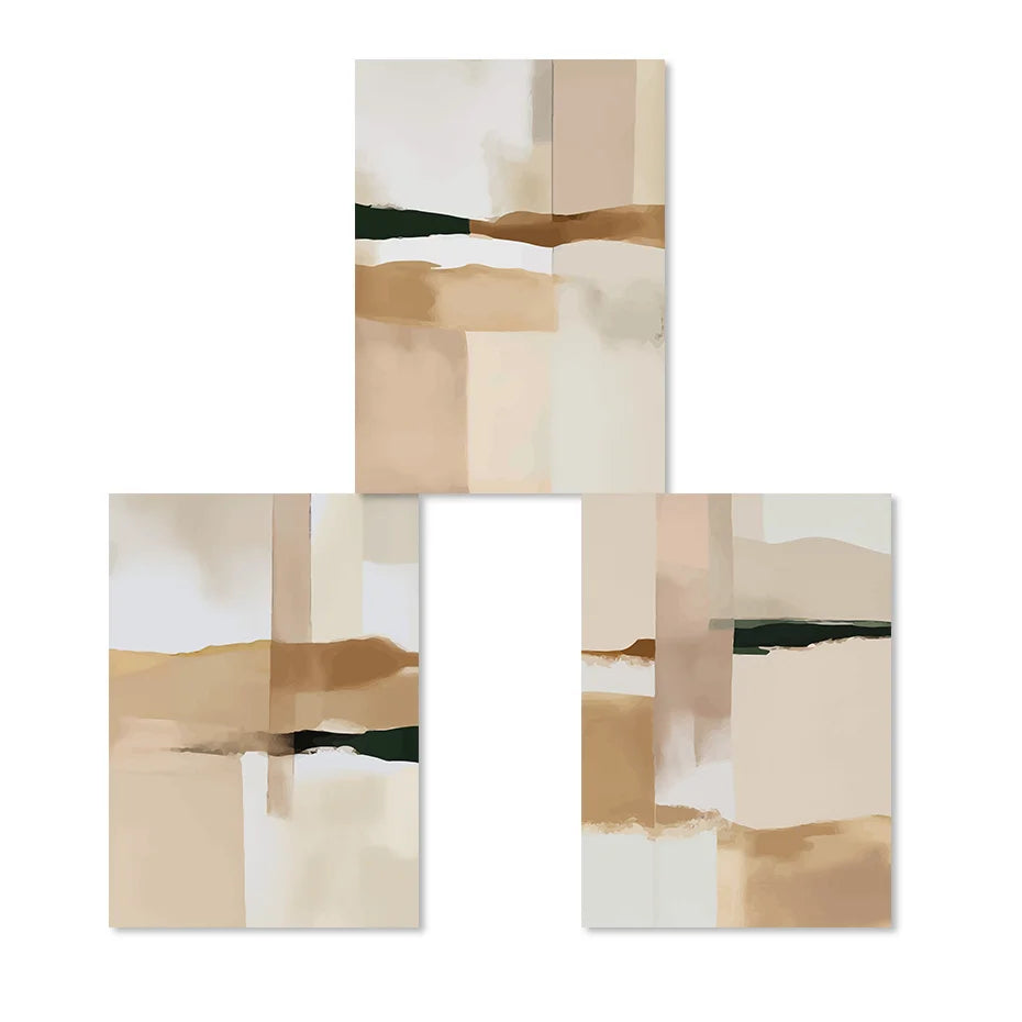 Nøytral Fargeblokk Beige Svart Veggkunst Fin Kunst Lerret Utskrifter Moderne Abstrakte Bilder For Stue Soverom Kunst Dekor | Skanto