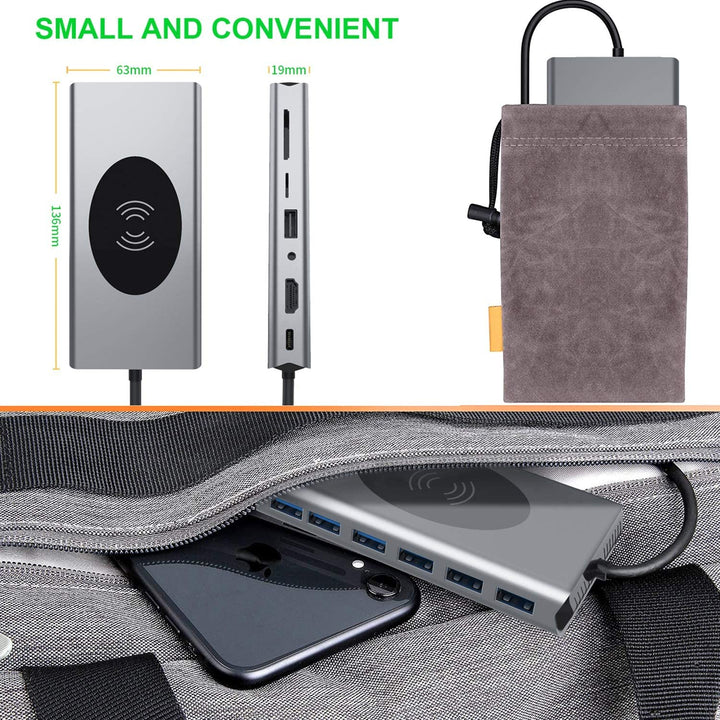 Skanto | 15i1 USB-C Trådløs Laderstasjon Docking Stasjon