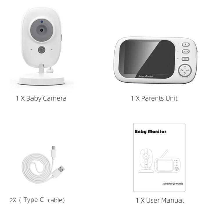 3,5-Zoll-Video-Babyphone with Nachtsicht, Temperaturanzeige og Zwei-Wege-Audio