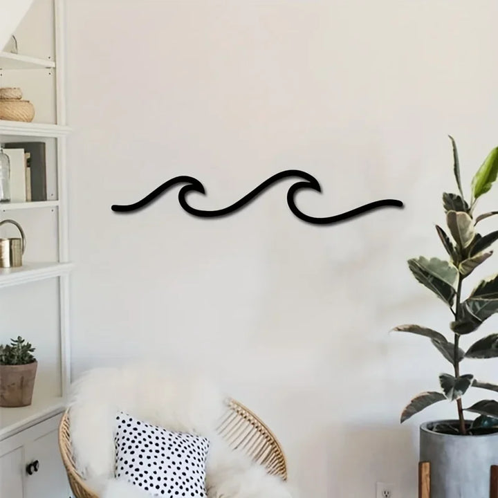 Minimalist Metall Havbølge Kunst 3d Veggdekorasjon For Stue Soverom Moderne Hjem Interiør Styling | Skanto