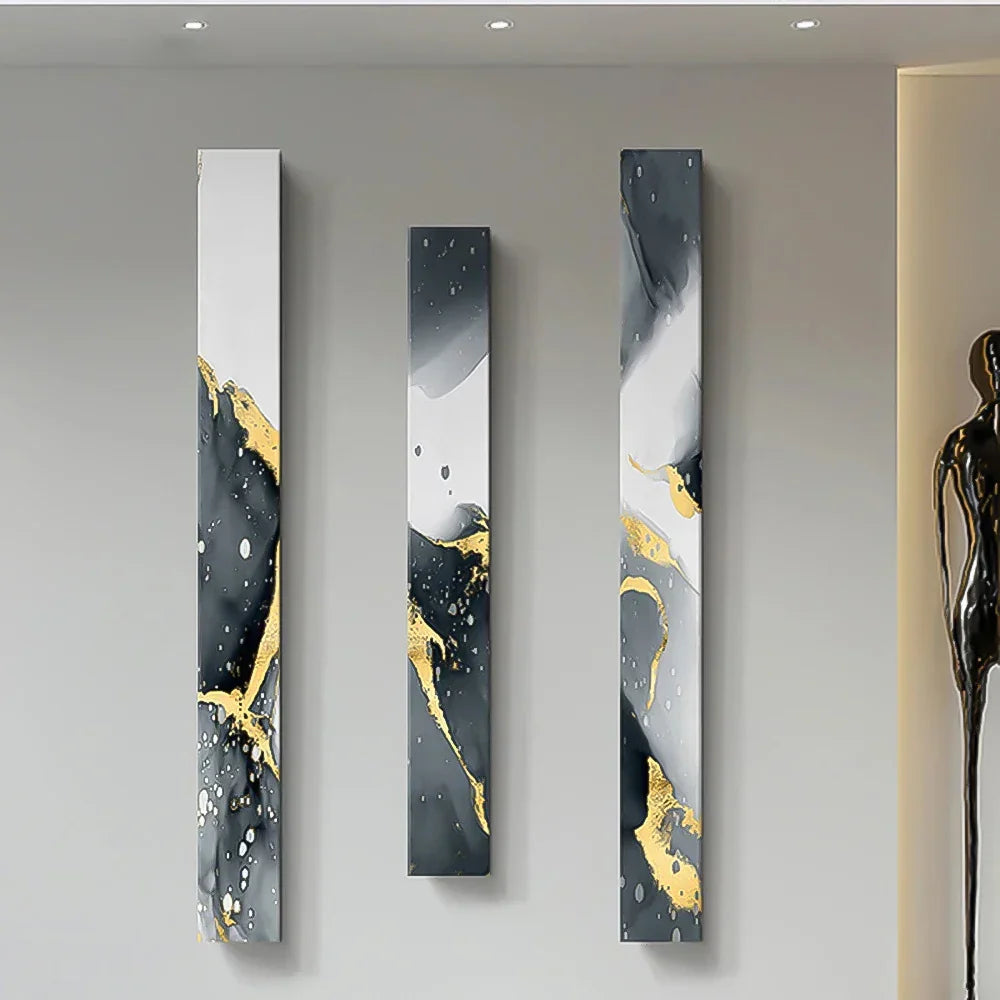Abstrakt Grå Flytende Marmor Veggkunst Fine Art Lerretstrykk Høy Vertikal Slank Format Bilder For Moderne Loft Leilighet Stue Kontorinnredning | Skanto