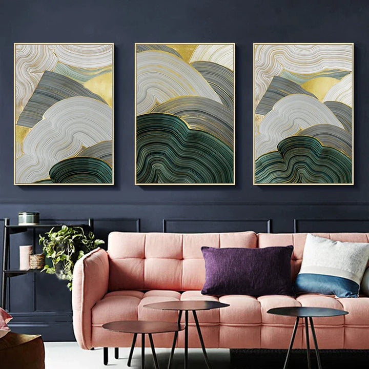 Grønn Beige Grå Flytende Svirvler Abstrakt Veggkunst Fin Kunst Lerret Utskrifter Bilder For Moderne Leilighet Spisestue Stue Kunst Dekor | Skanto