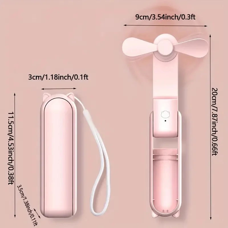 Sammenleggbart Mini-Håndvifte med Powerbank og Håndleddsbånd – FrisMee 2-i-1 | Skanto