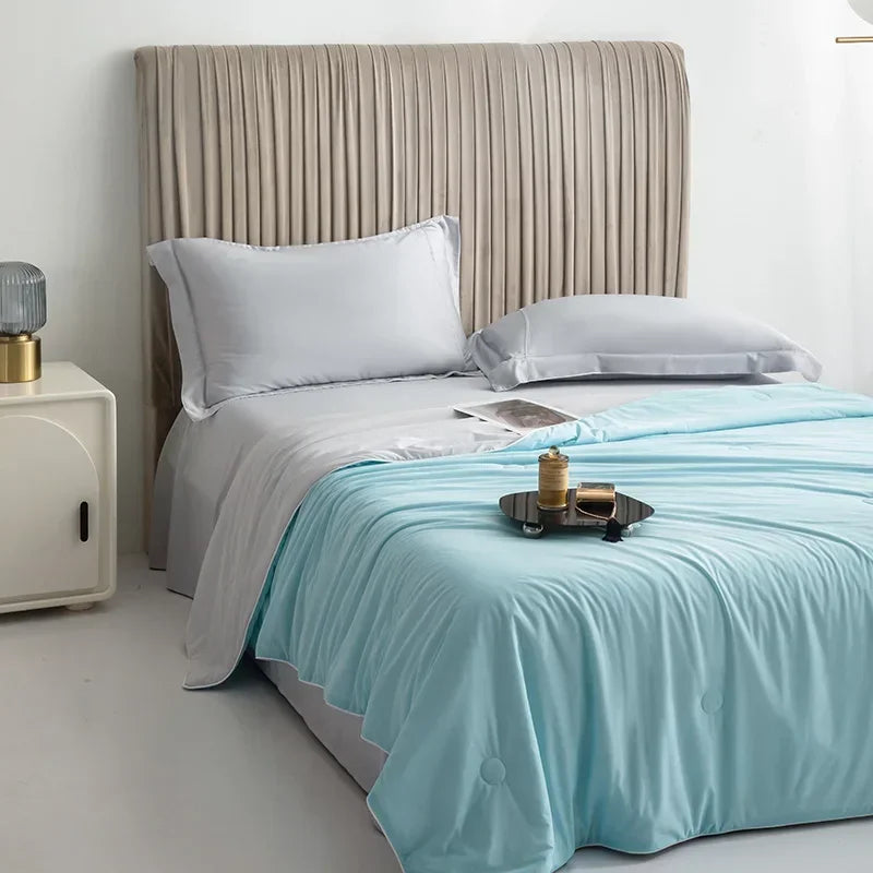 Air Condition Sommer Komforter — Ren Farge Is Silke Kjøleteppe, Lett & Glatt Twin/King Størrelse Quilt | Skanto