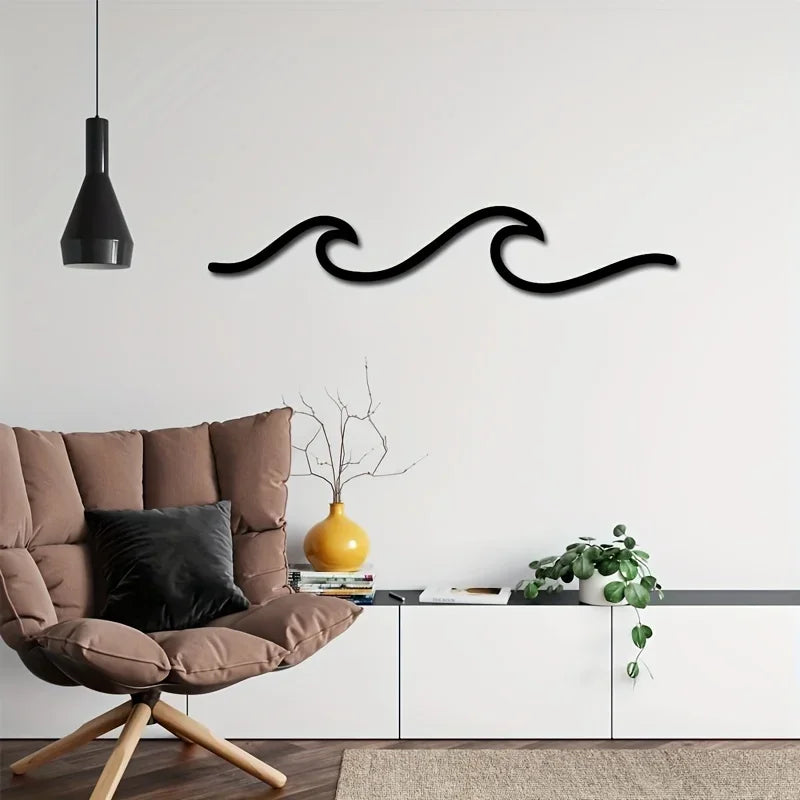 Minimalist Metall Havbølge Kunst 3d Veggdekorasjon For Stue Soverom Moderne Hjem Interiør Styling | Skanto