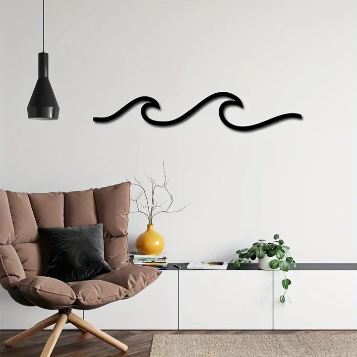 Minimalist Metall Havbølge Kunst 3d Veggdekorasjon For Stue Soverom Moderne Hjem Interiør Styling | Skanto