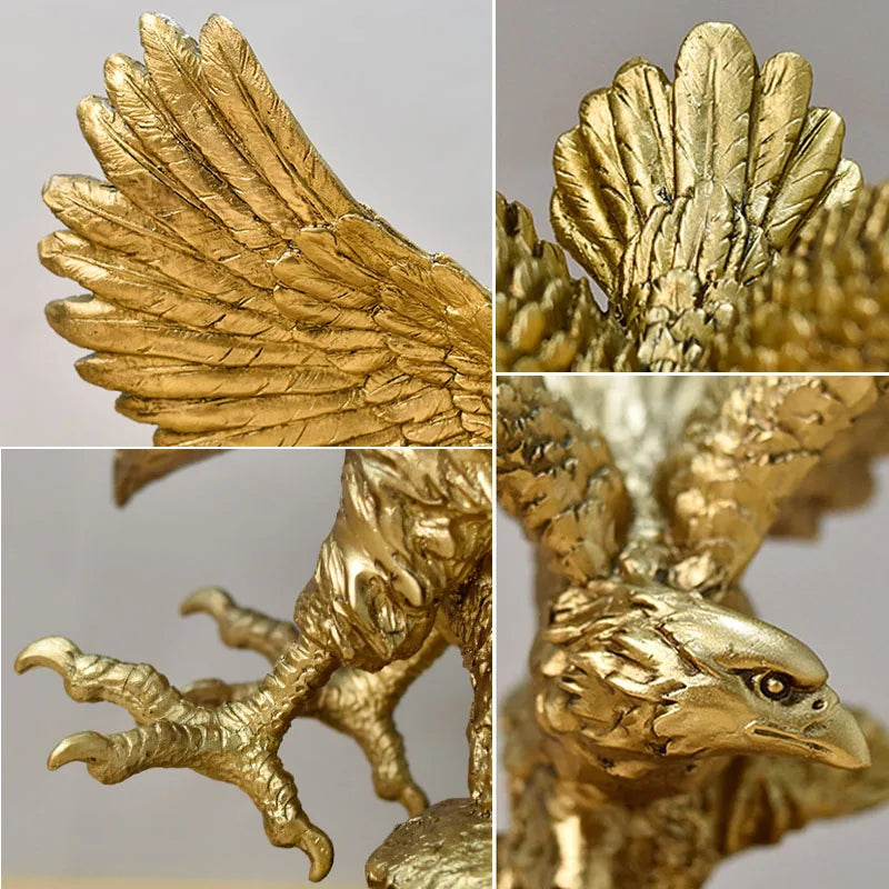 Skanto | Harpiks Gullørn Statue Kunst Dyremodell Samling Ornament Hjem Kontor Skrivebord Feng Shui Dekor Figurer enkel