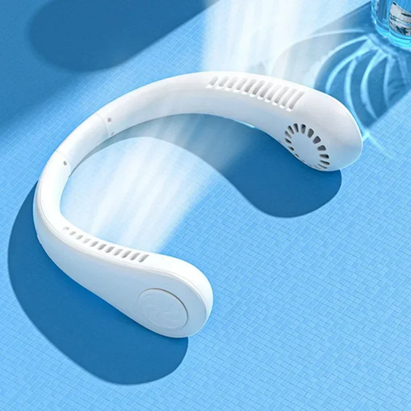 Bærbar Mini Hals Henging Vifte - Luftkjølt, Bærbar USB Vifte for Utendørs Sport, Løping, Reising, Bladfri Design | Skanto