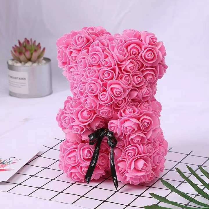 Skanto | 9.8in Kunstig Rose Teddy Bjørn Gave med Presentasjonsboks - Romantisk Jubileum eller Valentines Dag Dekor