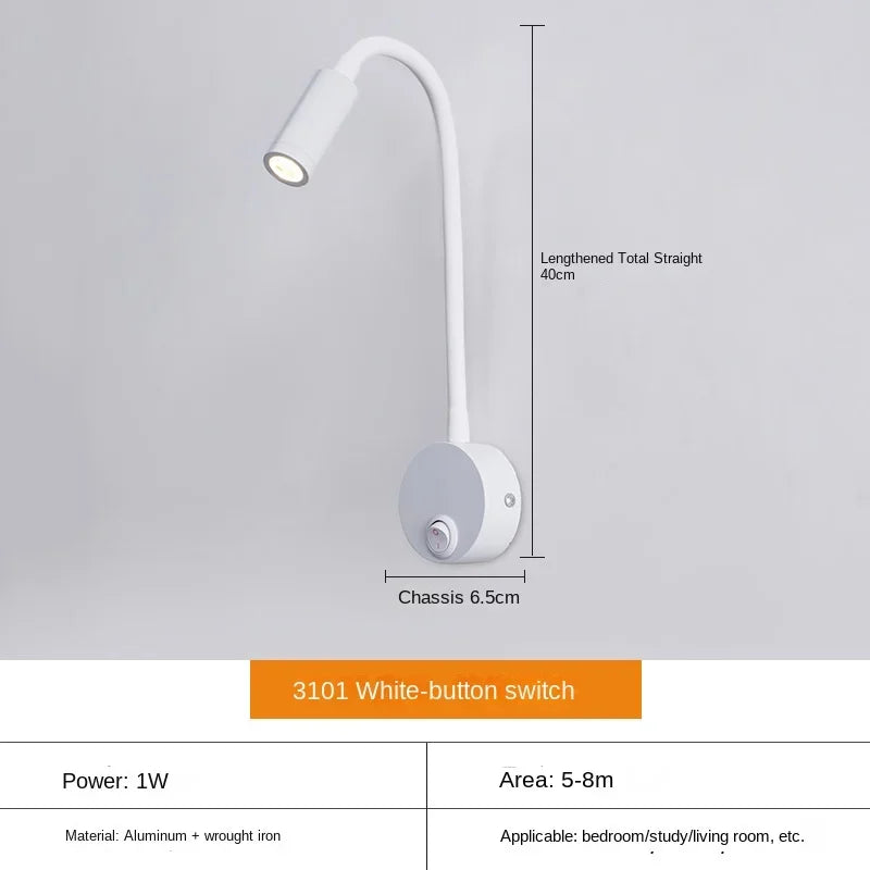 Skanto | Allsidig LED Vegglampe: Moderne, Fleksibel, Perfekt for Lesing i Sengen