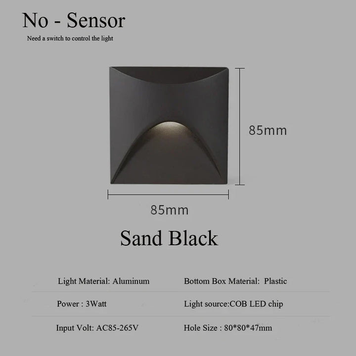 Skanto | Moderne vanntett IP65 LED innfelt vegglampe for utendørs belysning - 3W innebygd trinn- og trapp-balkongportal lys