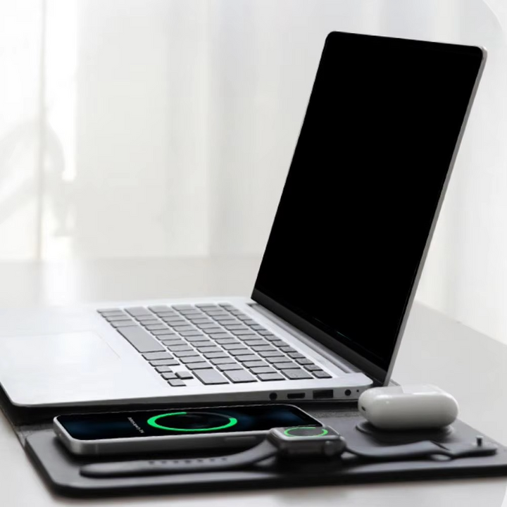 Skanto | Magnetisk 3-i-1 Trådløs Lading Laptop Sleeve med Musmatte &amp; Skrivebordsmatte