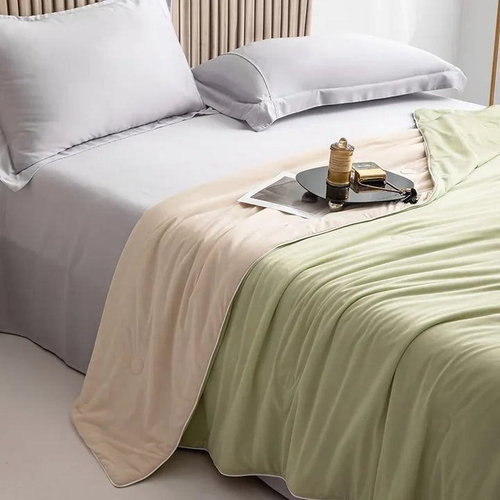 Air Condition Sommer Komforter — Ren Farge Is Silke Kjøleteppe, Lett & Glatt Twin/King Størrelse Quilt | Skanto
