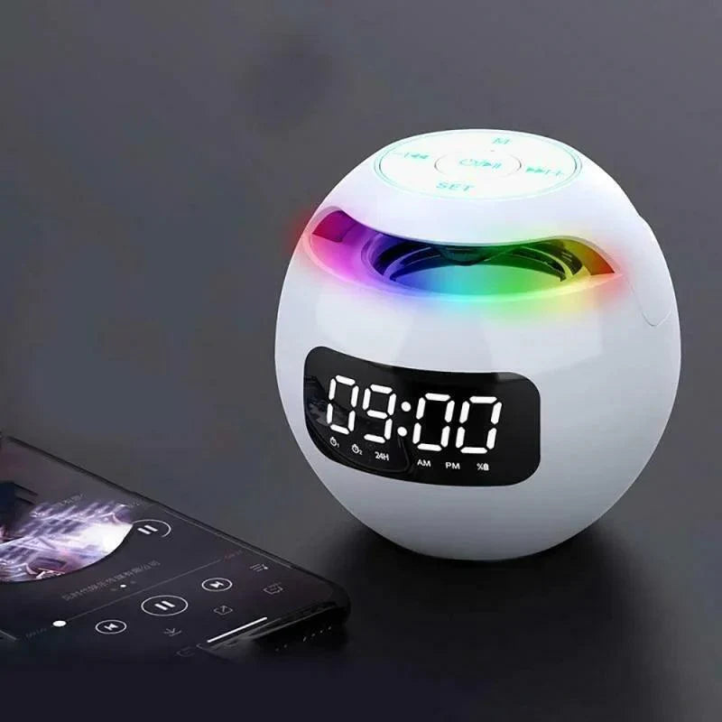 Skanto | Ball Høyttaler Vekkerklokke | Bluetooth 5.0 | LED Nattlys | 2200 mAh Batteri
