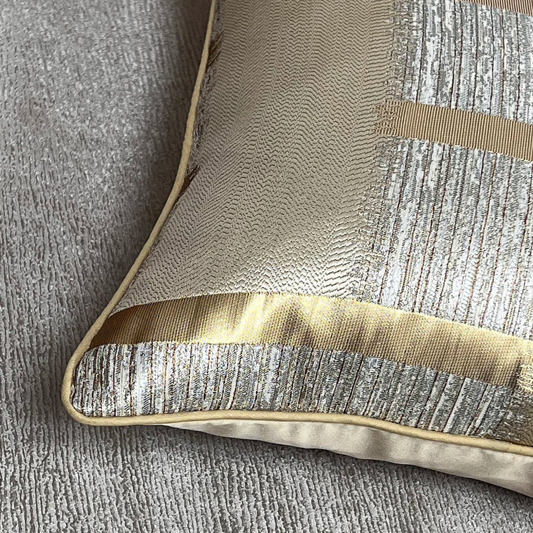 Skinne Gylden Sølv Stripe Jacquard Putekappar 45x45cm Putekopper Firkantet Deksel For Sofa Kaste Puter Lys Luksus Nordisk Hjem Dekor | Skanto